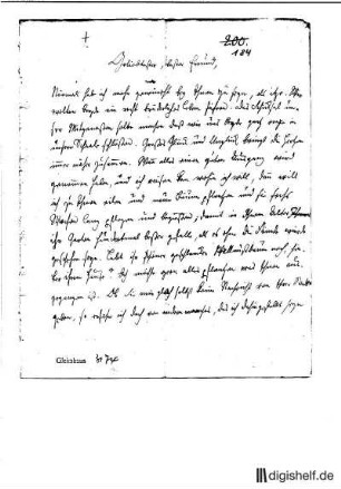 184: Brief von Karl Wilhelm Ramler an Johann Wilhelm Ludwig Gleim