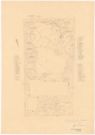 Garten Nuber, Frankfurt/Main: Pflanzplan Gehölze und Stauden 1:100
