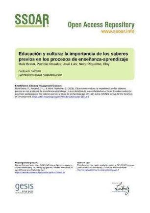 Educación y cultura: la importancia de los saberes previos en los procesos de enseñanza-aprendizaje