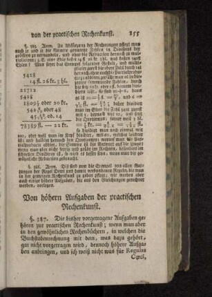 Von höhern Aufgaben der practischen Rechenkunst.