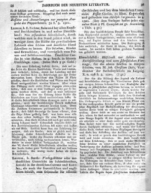 Ebendaselbst [Leipzig, b. Barth]: Hülfsbuch zur Schön- und Rechtschreibung und zum schriftlichen Vortrage, für die obern Klassen in Bürgerschulen, von M. Joh. Christian Dolz, Vicedirector der Rathsfreyschule zu Leipzig. X. u. 146 S. 8. 1801.