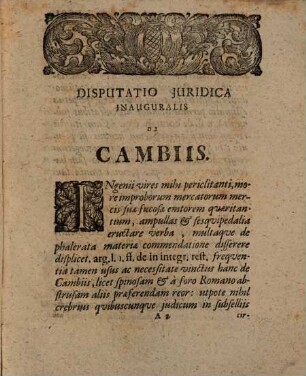 Disputatio Juridica Inauguralis De Cambiis, Vulgo Von Wechseln