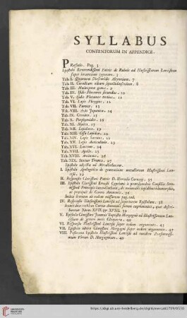 Syllabus contentorum in Appendice