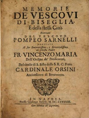 Memorie de' vescovi di Biseglia, e della stessa città