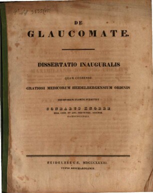 De glaucomate : Diss. inaug.