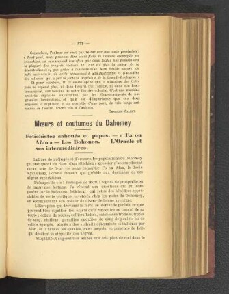 Moeurs et coutoumes du Dahomey.