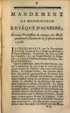 Défense des droits du second Ordre, au sujet du Mandement de M. l'Evêque d'Ruxerre, du 14 Février 1756