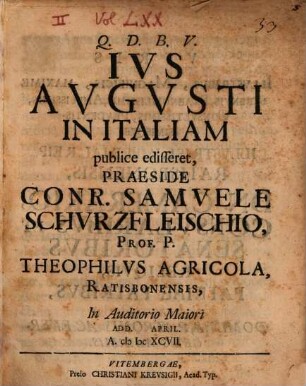 Ius Augusti In Italiam