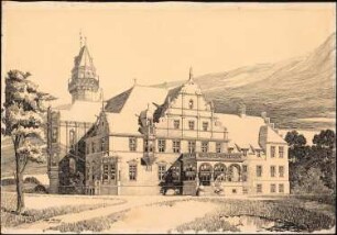 Schloss Hegenscheidt, Ornontowitz: Perspektivische Ansicht der Villa