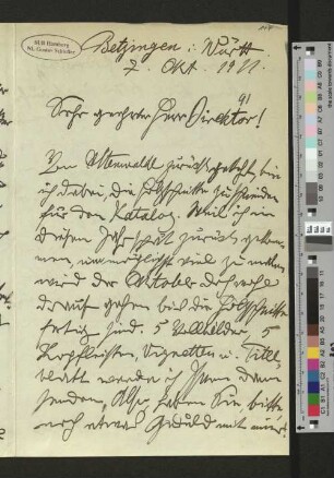 Brief an Gustav Schiefler
