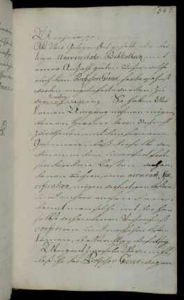 Anforderung einer Liste von Professor Gesner über die eingesandten Bücher zur Vermehrung der Bibliothek.