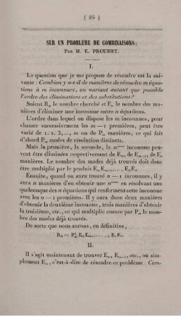 Sur probléme de combinaisons.