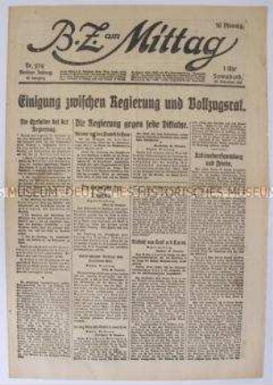 Berliner Tageszeitung "B.Z. am Mittag" zur Novemberrevolution