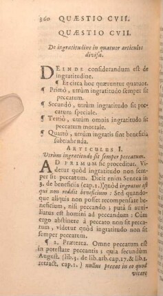 Quaestio CVII. D eingratitudine in quatuor articulos divisa.