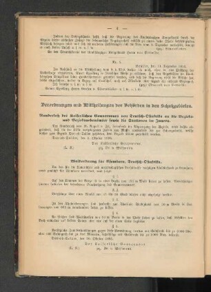Runderlaß des Kaiserlichen Gouverneurs von Deutsch-Ostafrika an die Bezirks und Bezirksnebenämter sowie die Stationen im Innern.