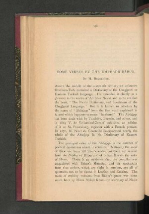 Some Verses by the Emperor Babur.