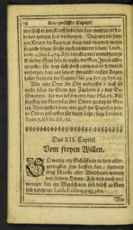 Das XII. Capitel. Vom freyen Willen.
