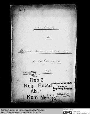 Haushaltsplan der Allgemeinen Verwaltung der Stadt Nauen für das Rechnungsjahr 1920