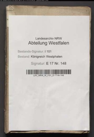 Nachweisung der (abgelegten) Obligationen, Zinsen usw.des aufgehobenen Domkapitels Paderborn