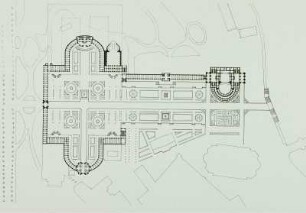 Semper, Gottfried (1803-1879): Entwurf zur Erweiterung de Dresdner Zwingers. Umzeichnung des "Generalplans 1" von 1835, 1979. Dresden: Technische Universität, Theorie und Geschichte der Architektur