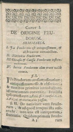 Caput I. De Origine Feudorum.