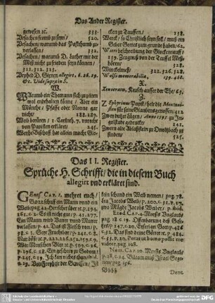 Das II. Register. Sprüche H. Schrift, die in diesem Buch allegirt und erkläret sind