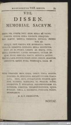 VIII. Dissen