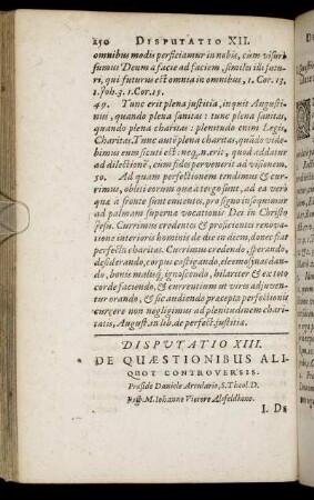 Disputatio XIII. De Quæstionibus Aliquot Controversis.