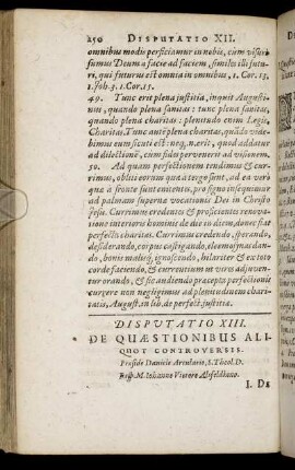 Disputatio XIII. De Quæstionibus Aliquot Controversis.