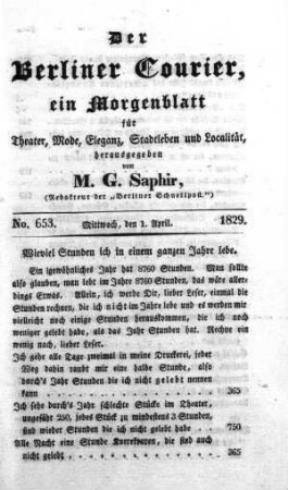 No. 653., Mittwoch, den 1. April 1829