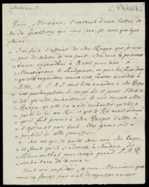 Brief von Jean-Bernard Mérian an Rudolf Erich Raspe
