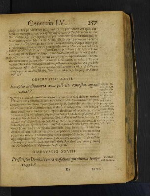 Observatio XXVII. Exceptio declinatoria an post lit. contestat. oppomi valeat?