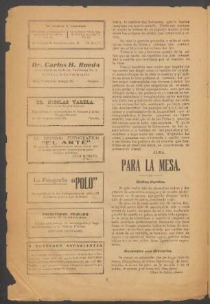 Para la mesa.