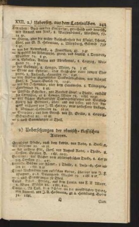 2) Uebersetzungen der römisch-klassischen Autoren
