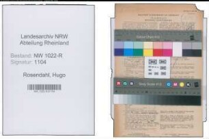 Entnazifizierung Hugo Rosendahl , geb. 11.09.1893 (Kassierer)