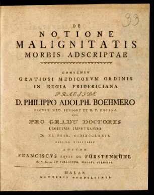 De Notione Malignitatis Morbis Adscriptae