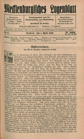 Nr. 9. Rostock, den 1. April 1930. 58. Jahrg.