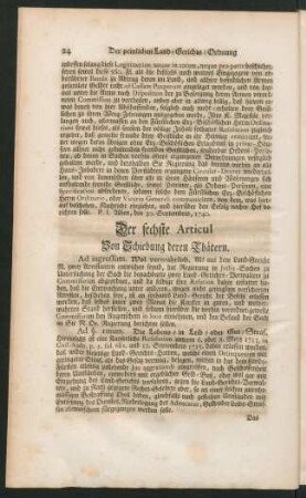 Der sechste Articul Von Schiebung deren Thätern.
