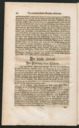 Der sechste Articul Von Schiebung deren Thätern.