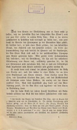 Das neu gefundene hebräische Stück des Sirach : der Glossator des griechischen Sirach und seine Stellung in der Geschichte der jüdischen Theologie