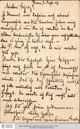 Postkarte vom 02.09.1907