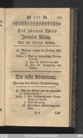 Die erste Abtheilung. Von der inwendigen Vorbereitung.