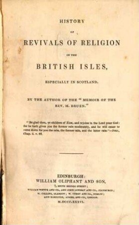 History of the revivals of religion in the British isles, especially in Scotland