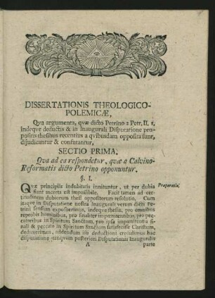 Sectio Prima.