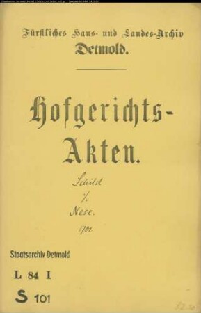 Schild, Gerhard in Detmold gegen Bartold Neese in Nienhagen - Schuldforderung