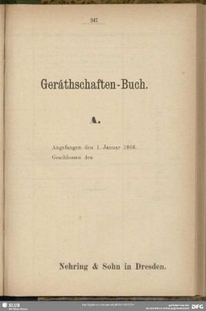 Geräthschaften-Buch
