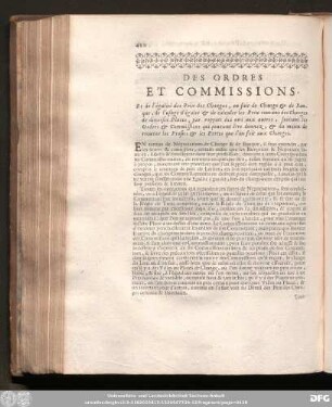 Des Ordres Et Commissions ...