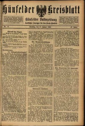 Ausgabe vom Dienstag, den 17. Januar 1922.
