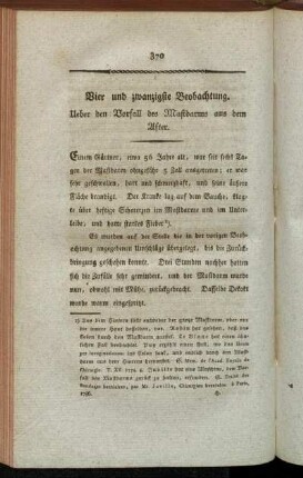 Vier und zwanzigste Beobachtung. Ueber den Vorfall des Mastdarms aus dem After.