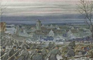 Das 2. Bataillon des kgl. württ. Infanterie-Regiment Nr. 7 wirft im Feldgefecht vor Champigny franz. Truppen in Richtung Dorf zurück, dabei Gefangennahme franz. Soldaten